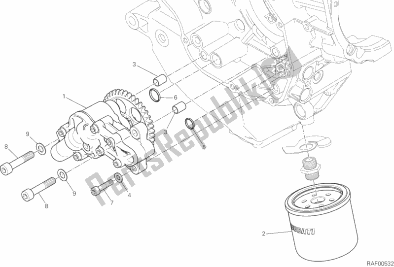 All parts for the Oil Pump - Filter of the Ducati Diavel Xdiavel Thailand 1260 2018